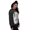 Wiccan Palmistry White And Black Print Women's Bomber Jacket-grizzshop