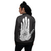 Wiccan Palmistry White And Black Print Women's Bomber Jacket-grizzshop