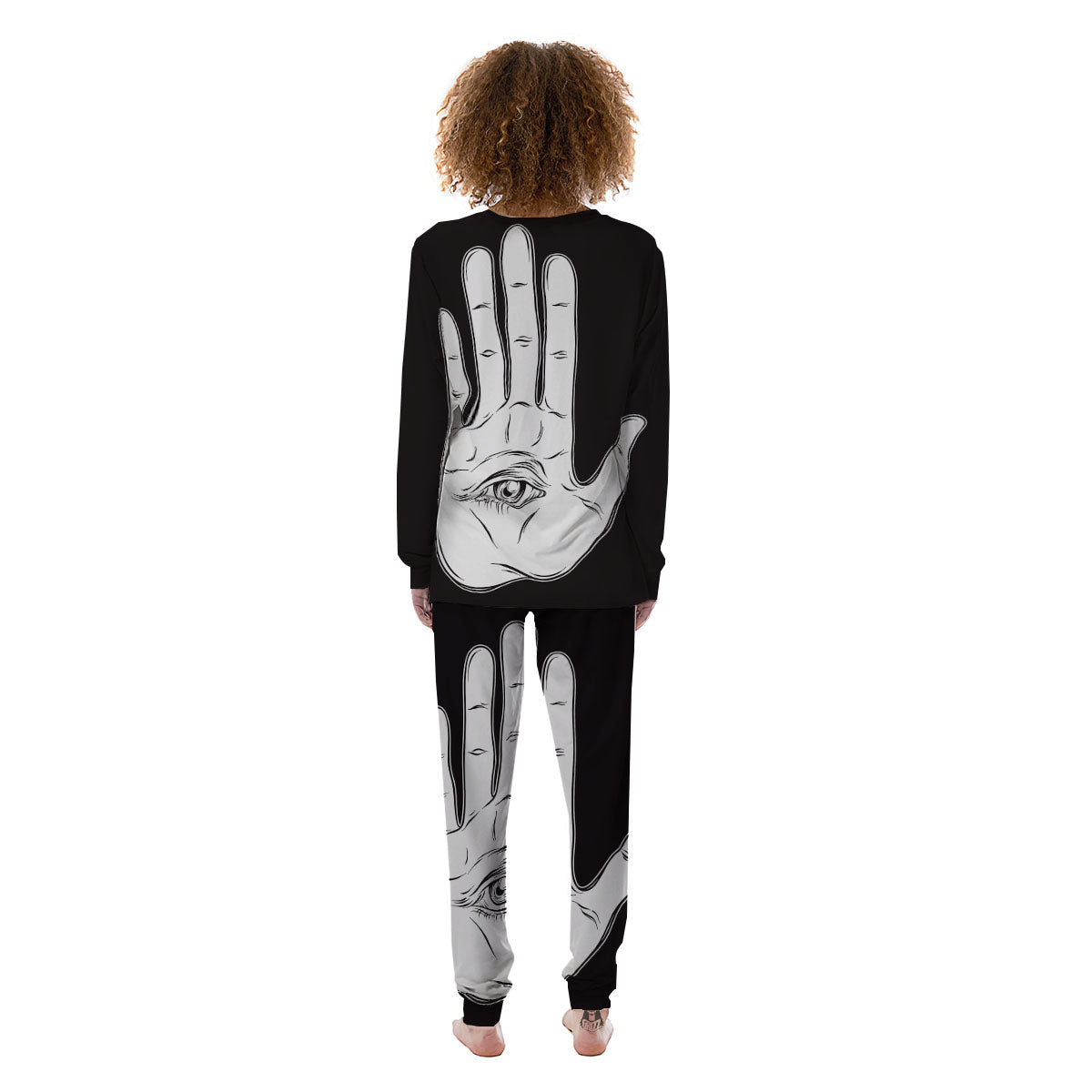 Wiccan Palmistry White And Black Print Women's Pajamas-grizzshop