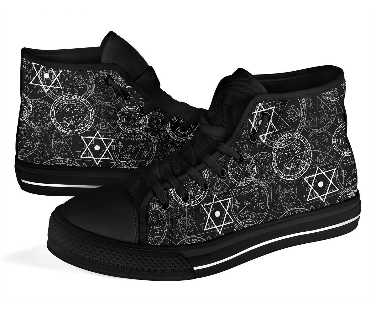 Wiccan Witch Pagan Pattern Print Men Women's High Top Shoes-grizzshop