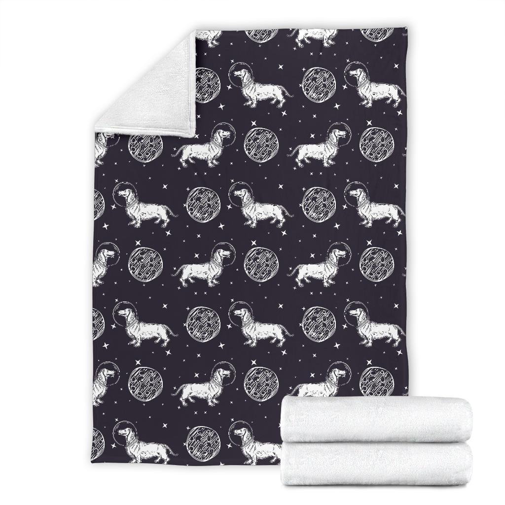 Wiener Dog Dachshund Astronaut Pattern Print Blanket-grizzshop