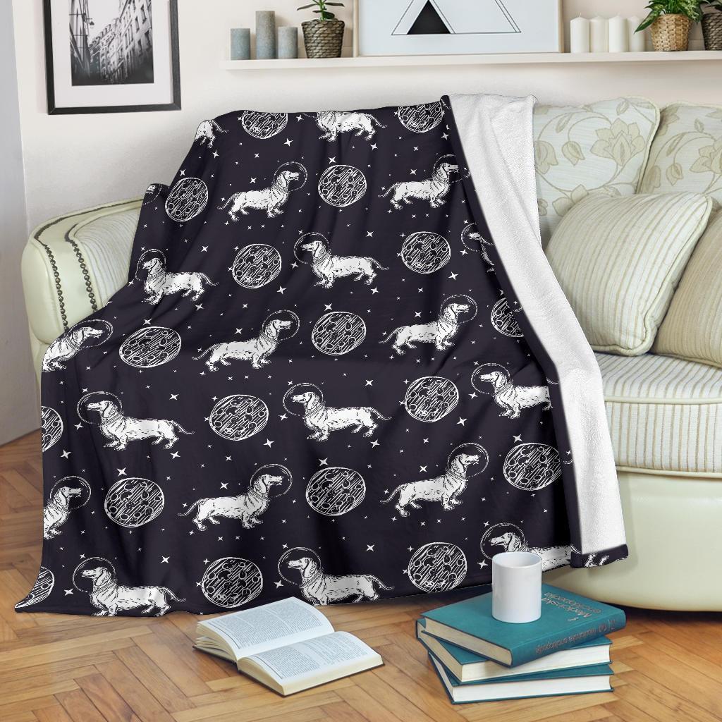 Wiener Dog Dachshund Astronaut Pattern Print Blanket-grizzshop