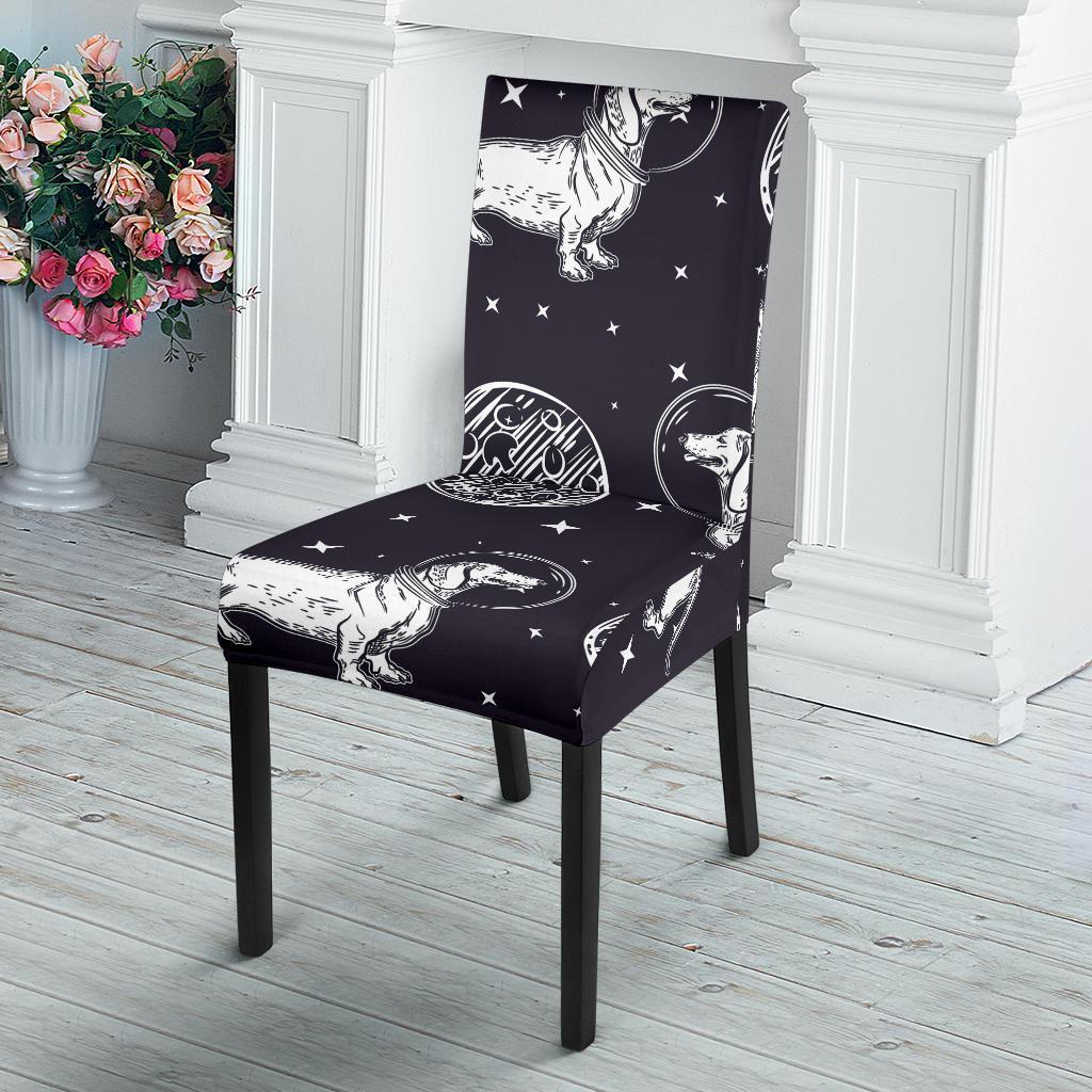 Wiener Dog Dachshund Astronaut Pattern Print Chair Cover-grizzshop