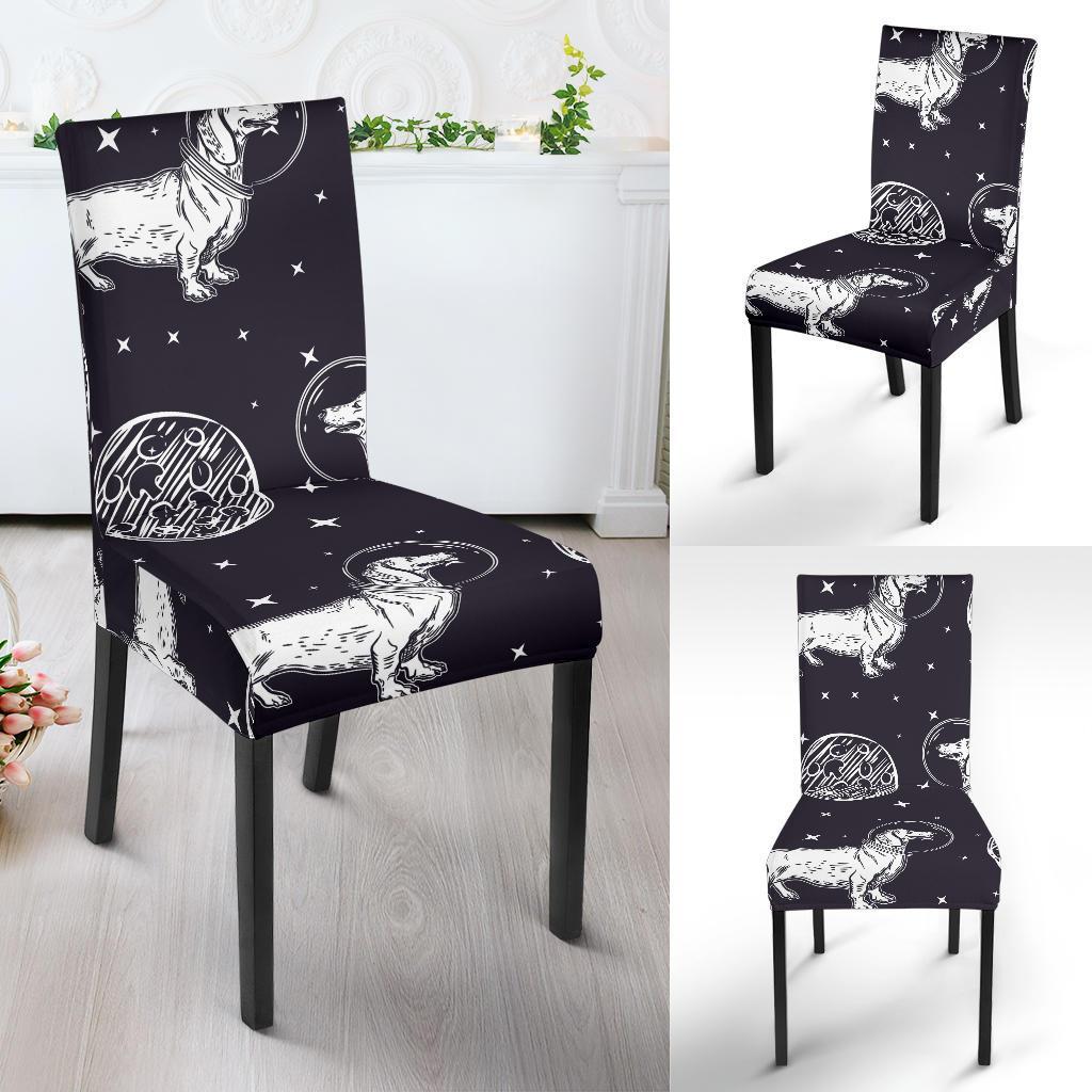 Wiener Dog Dachshund Astronaut Pattern Print Chair Cover-grizzshop