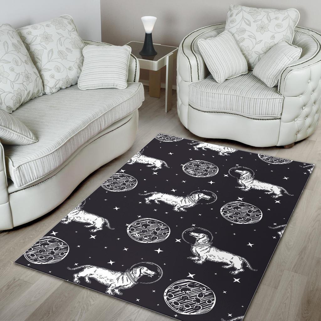 Wiener Dog Dachshund Astronaut Pattern Print Floor Mat-grizzshop