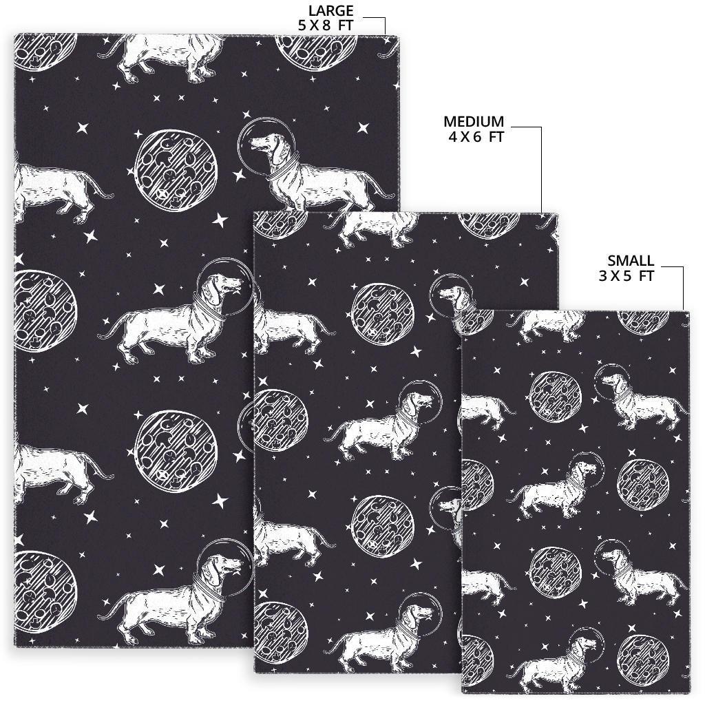 Wiener Dog Dachshund Astronaut Pattern Print Floor Mat-grizzshop