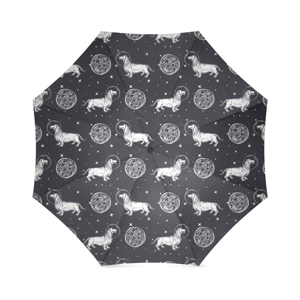 Wiener Dog Dachshund Astronaut Pattern Print Foldable Umbrella-grizzshop