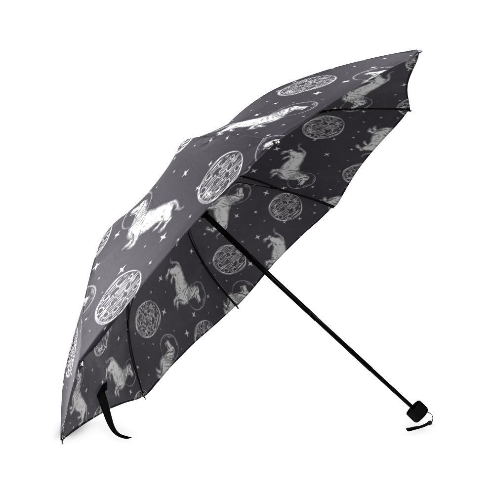 Wiener Dog Dachshund Astronaut Pattern Print Foldable Umbrella-grizzshop