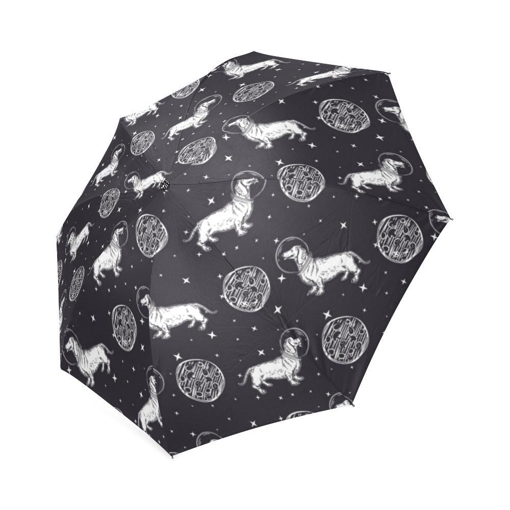 Wiener Dog Dachshund Astronaut Pattern Print Foldable Umbrella-grizzshop