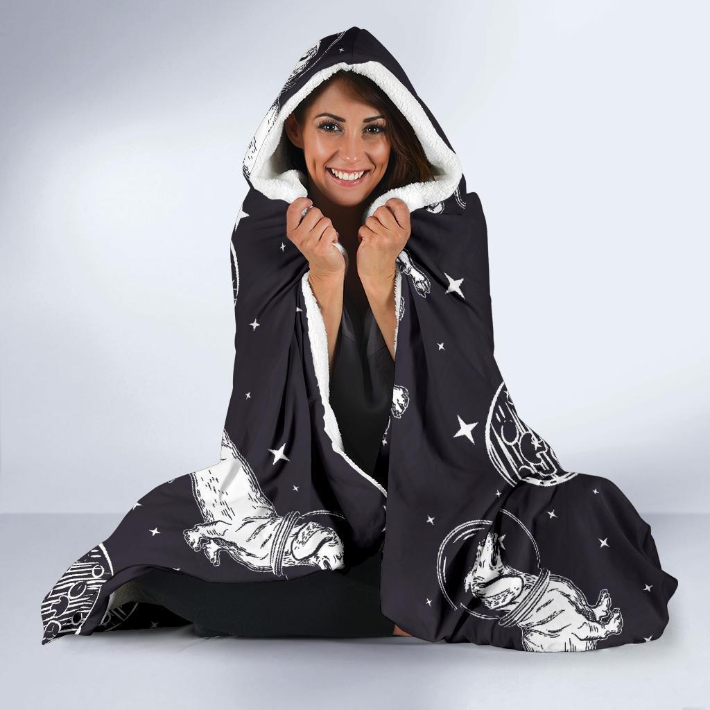 Wiener Dog Dachshund Astronaut Pattern Print Hooded Blanket-grizzshop