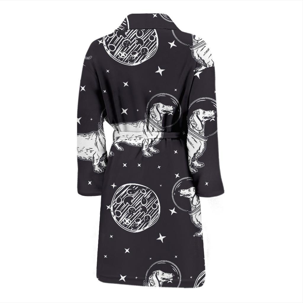 Wiener Dog Dachshund Astronaut Pattern Print Men Long Robe-grizzshop