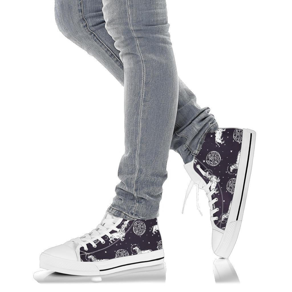Wiener Dog Dachshund Astronaut Pattern Print Men Women's High Top Shoes-grizzshop