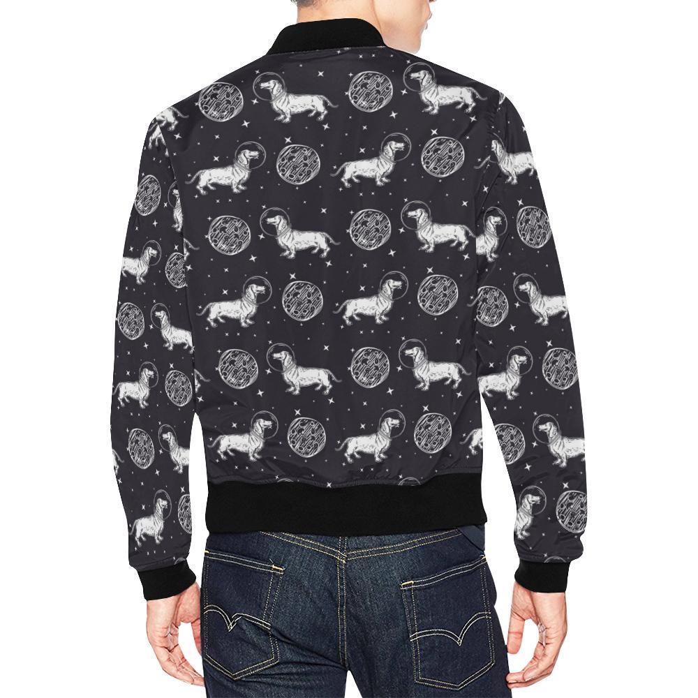 Wiener Dog Dachshund Astronaut Pattern Print Men's Bomber Jacket-grizzshop