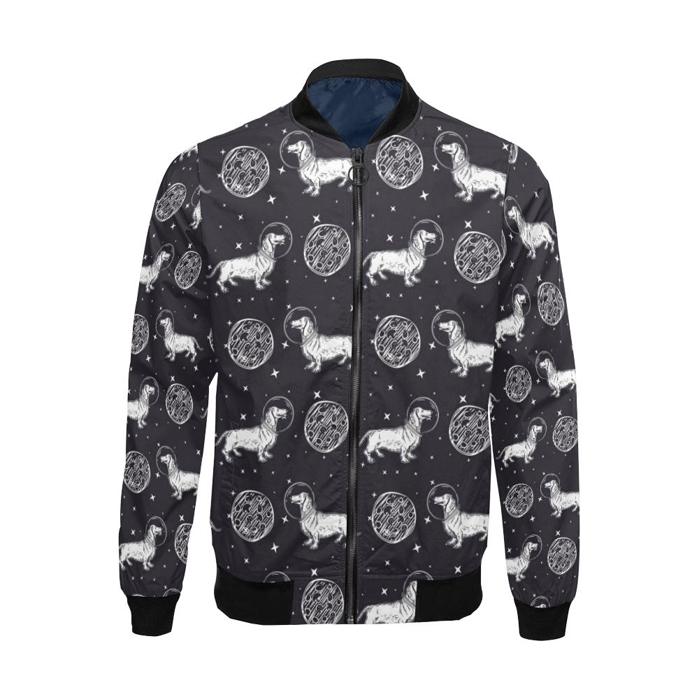 Wiener Dog Dachshund Astronaut Pattern Print Men's Bomber Jacket-grizzshop