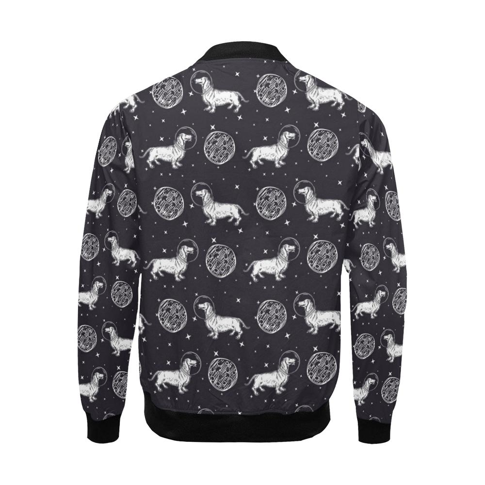 Wiener Dog Dachshund Astronaut Pattern Print Men's Bomber Jacket-grizzshop