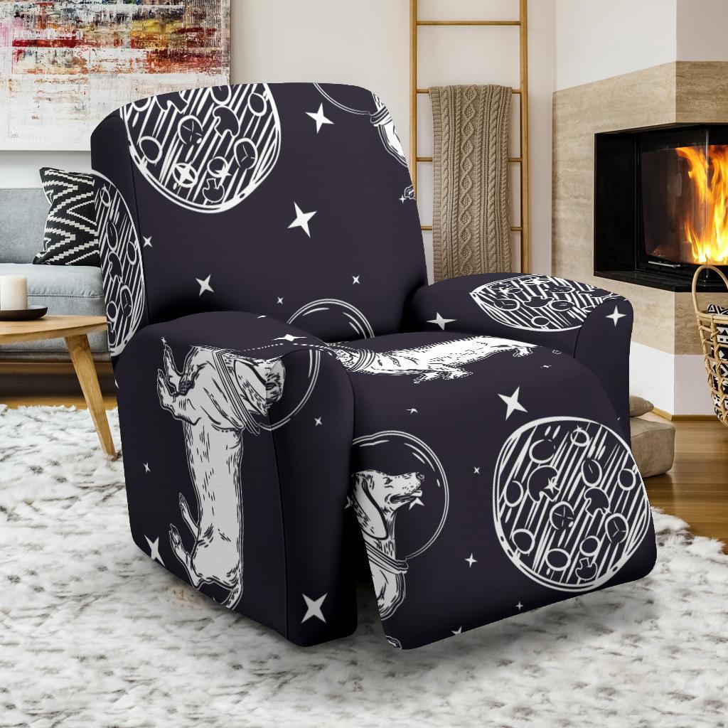 Wiener Dog Dachshund Astronaut Pattern Print Recliner Cover-grizzshop