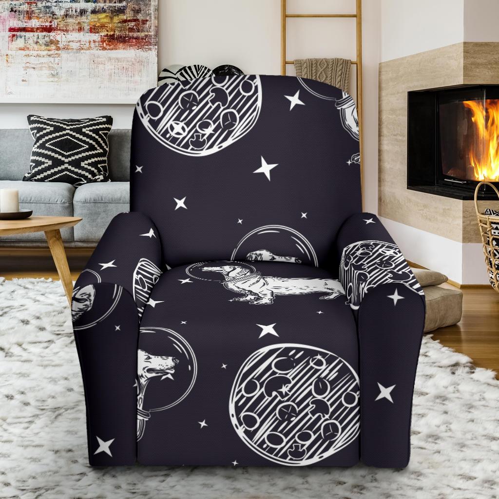 Wiener Dog Dachshund Astronaut Pattern Print Recliner Cover-grizzshop