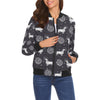 Wiener Dog Dachshund Astronaut Pattern Print Women Casual Bomber Jacket-grizzshop