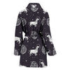 Wiener Dog Dachshund Astronaut Pattern Print Women Long Robe-grizzshop