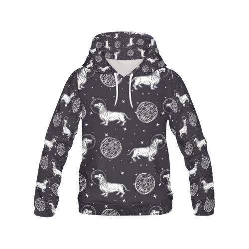 Wiener Dog Dachshund Astronaut Pattern Print Women Pullover Hoodie-grizzshop