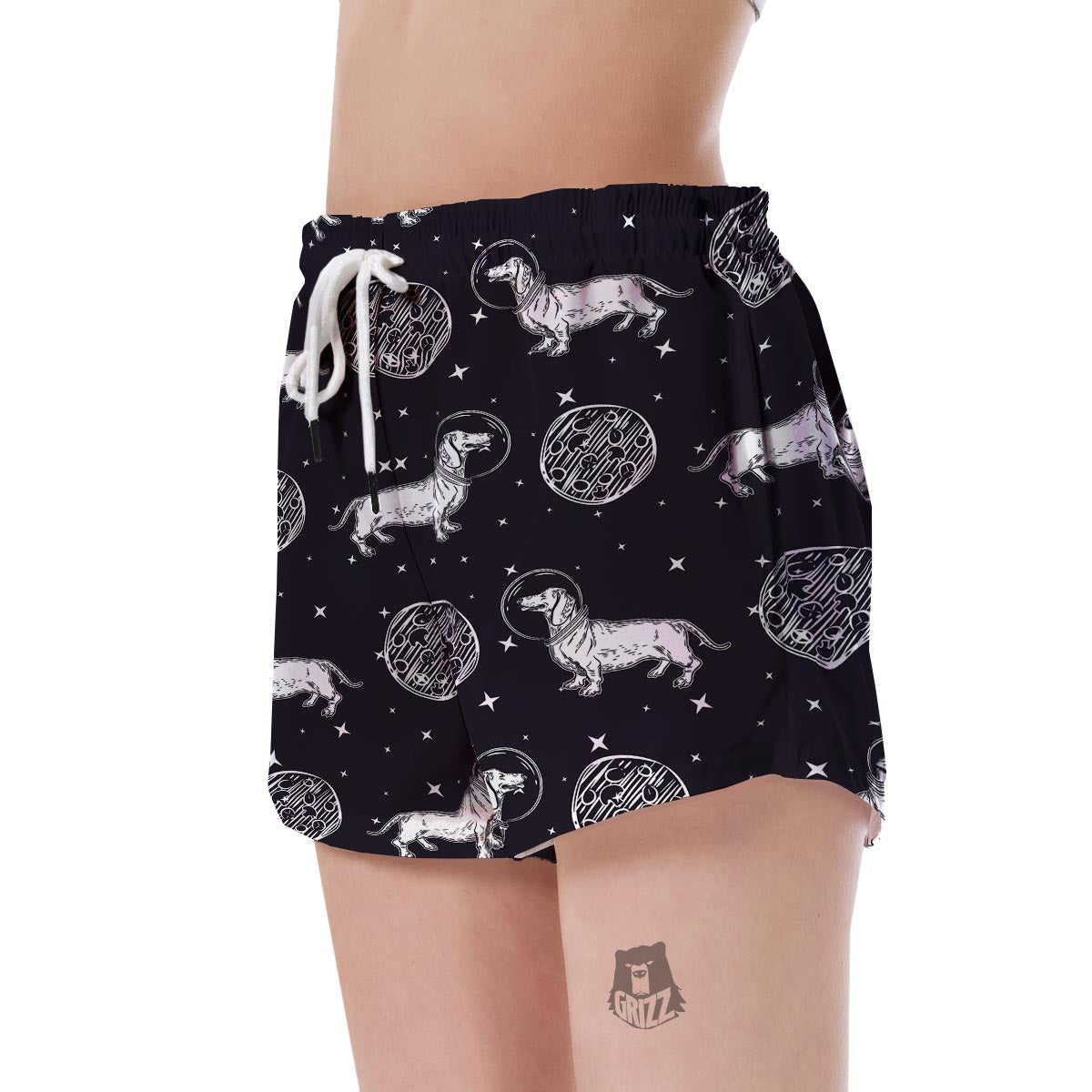 Wiener Dog Dachshund Astronaut Pattern Print Women's Shorts-grizzshop