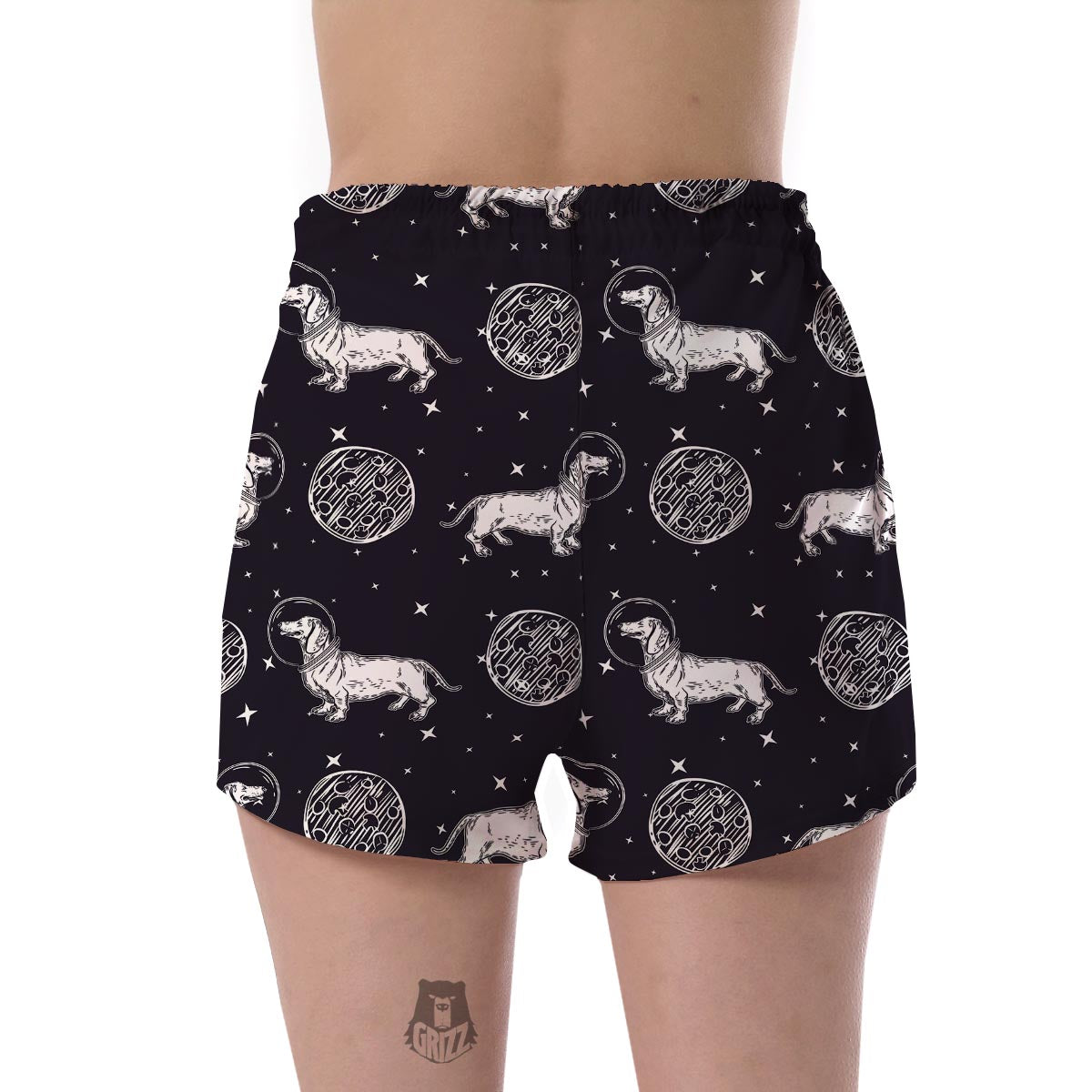 Wiener Dog Dachshund Astronaut Pattern Print Women's Shorts-grizzshop