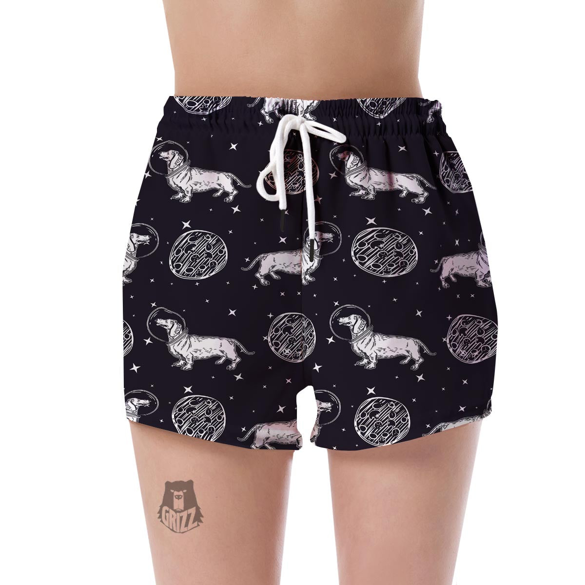 Wiener Dog Dachshund Astronaut Pattern Print Women's Shorts-grizzshop