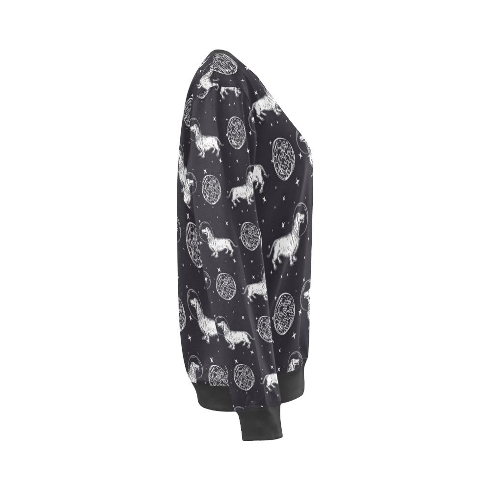 Wiener Dog Dachshund Astronaut Pattern Print Women's Sweatshirt-grizzshop
