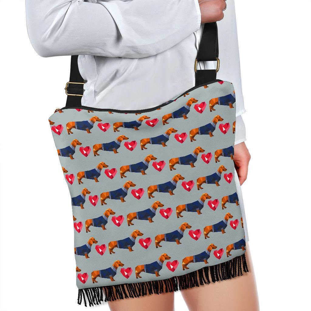 Wiener Dog Dachshund Pattern Print Crossbody Bags-grizzshop