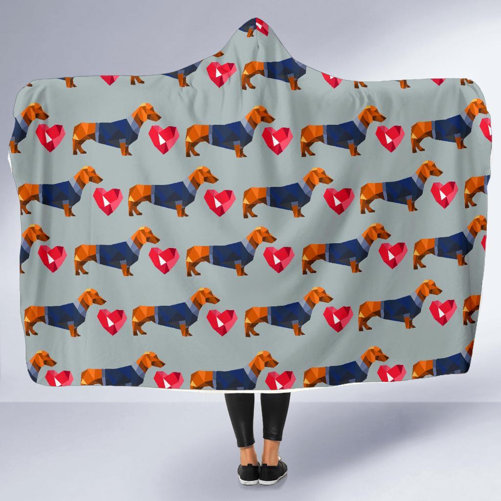 Wiener Dog Dachshund Pattern Print Hooded Blanket-grizzshop