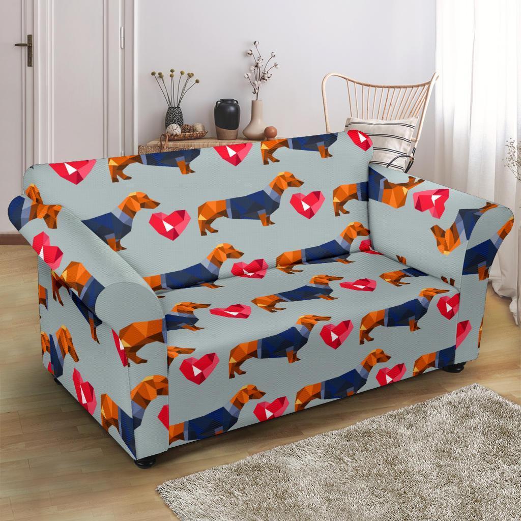 Wiener Dog Dachshund Pattern Print Loveseat Cover-grizzshop