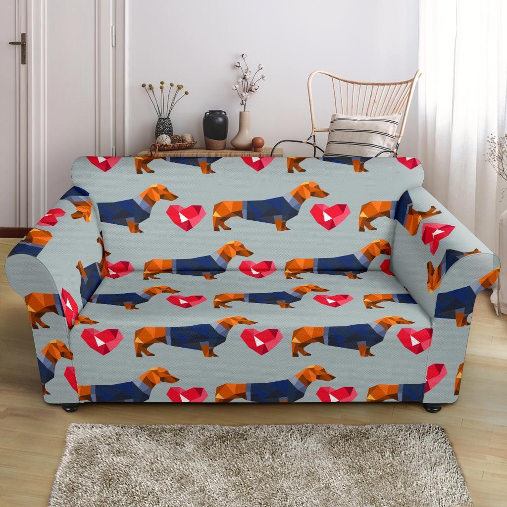 Wiener Dog Dachshund Pattern Print Loveseat Cover-grizzshop