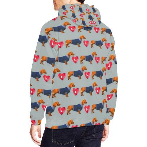 Wiener Dog Dachshund Pattern Print Men Pullover Hoodie-grizzshop