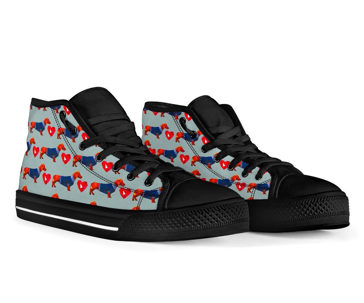 Wiener Dog Dachshund Pattern Print Men Women's High Top Shoes-grizzshop