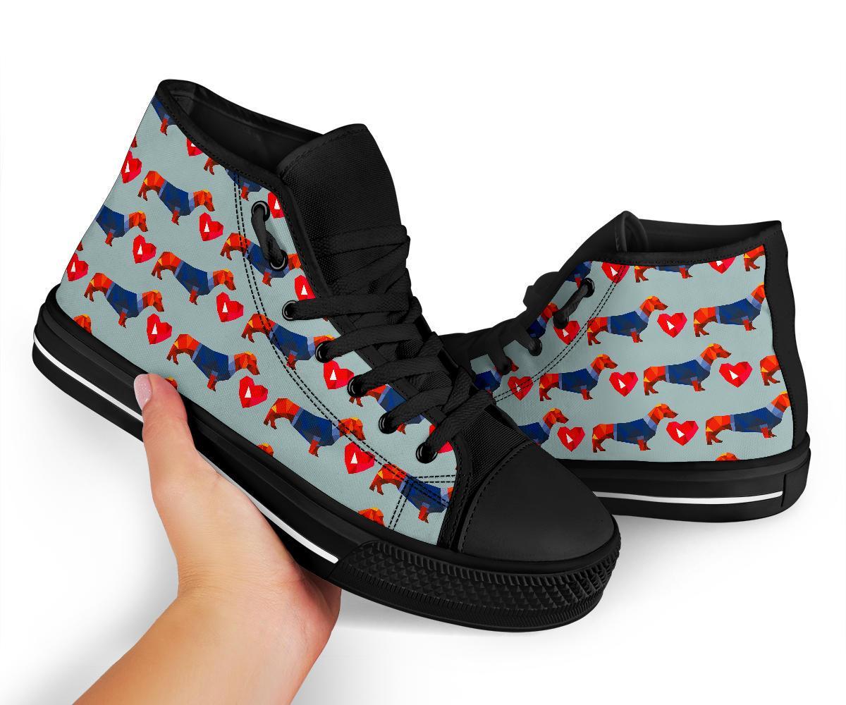 Wiener Dog Dachshund Pattern Print Men Women's High Top Shoes-grizzshop