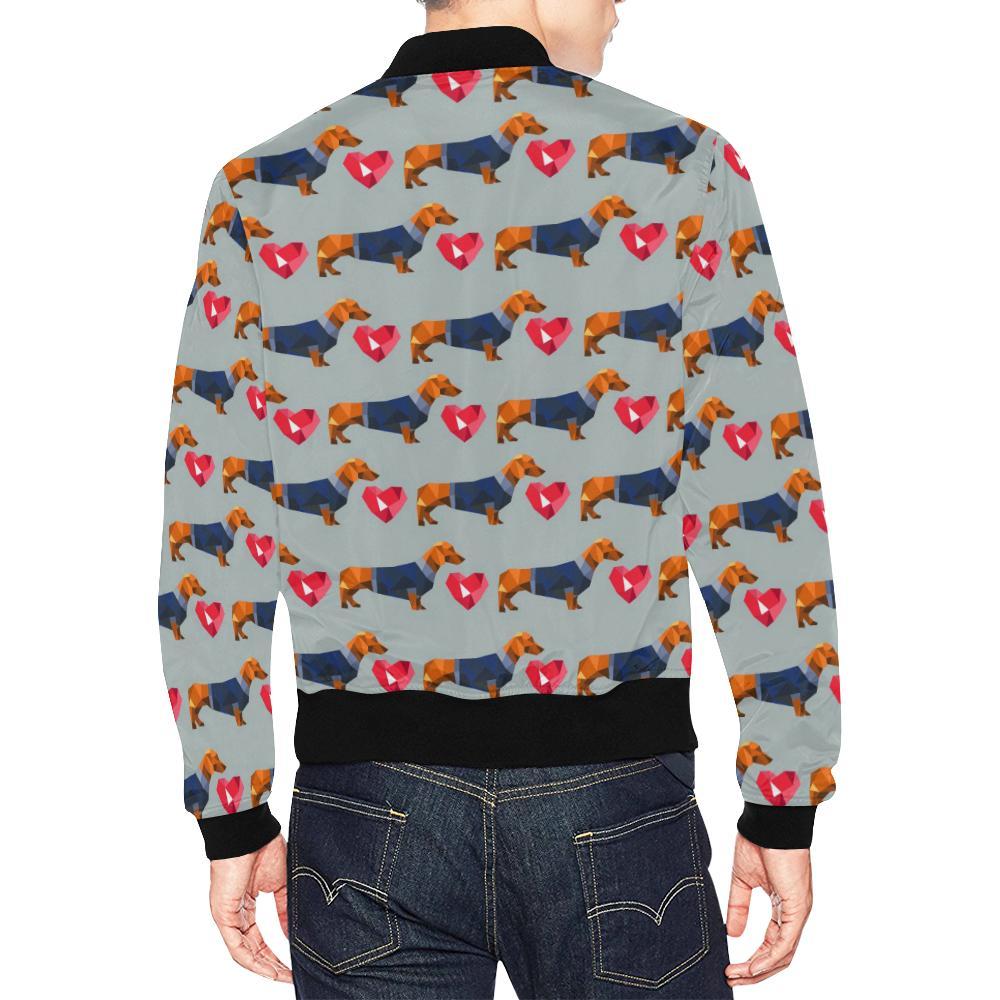 Wiener Dog Dachshund Pattern Print Men's Bomber Jacket-grizzshop