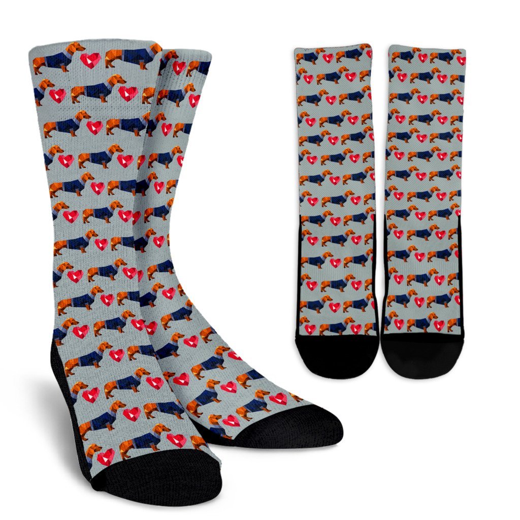 Wiener Dog Dachshund Pattern Print Unisex Crew Socks-grizzshop