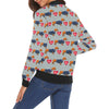 Wiener Dog Dachshund Pattern Print Women Casual Bomber Jacket-grizzshop