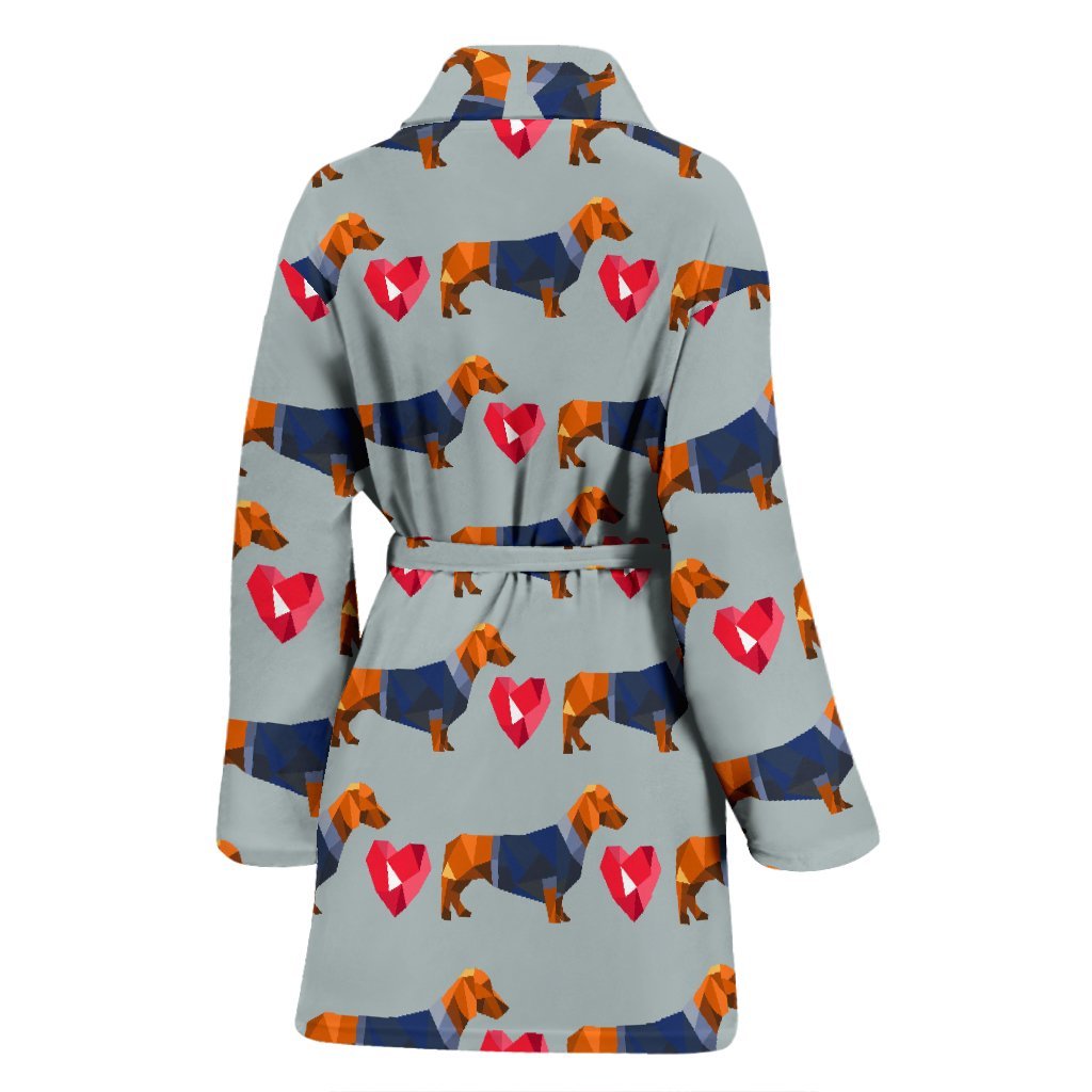 Wiener Dog Dachshund Pattern Print Women Long Robe-grizzshop