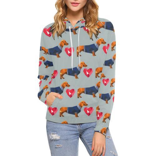 Wiener Dog Dachshund Pattern Print Women Pullover Hoodie-grizzshop