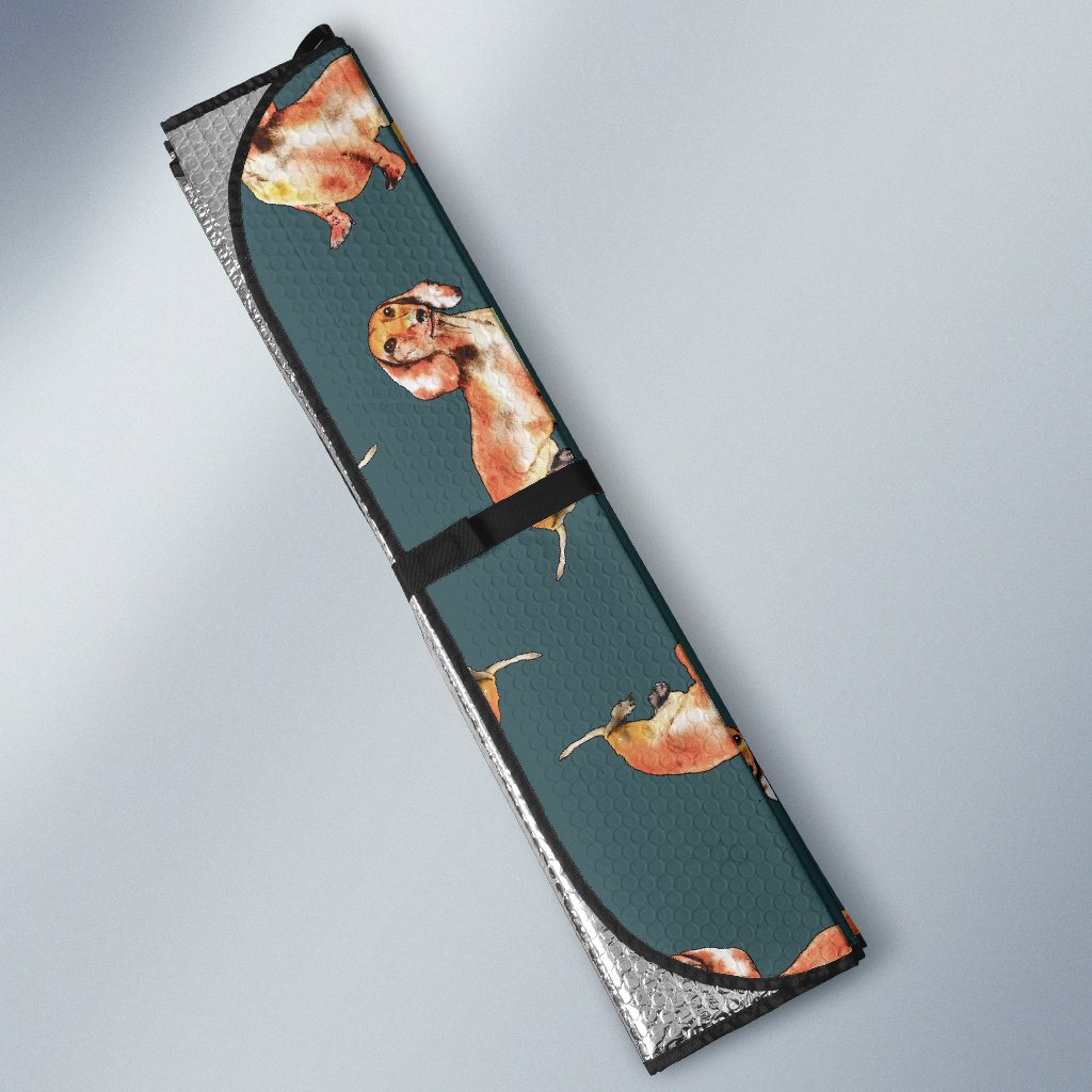 Wiener Dog Dachshund Portrait Pastel Pattern Print Car Sun Shade-grizzshop
