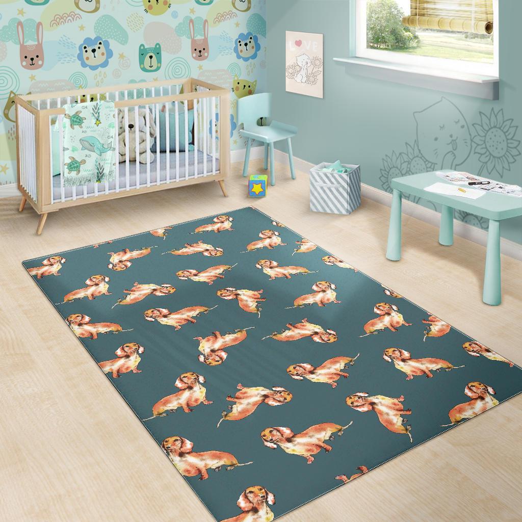 Wiener Dog Dachshund Portrait Pastel Pattern Print Floor Mat-grizzshop