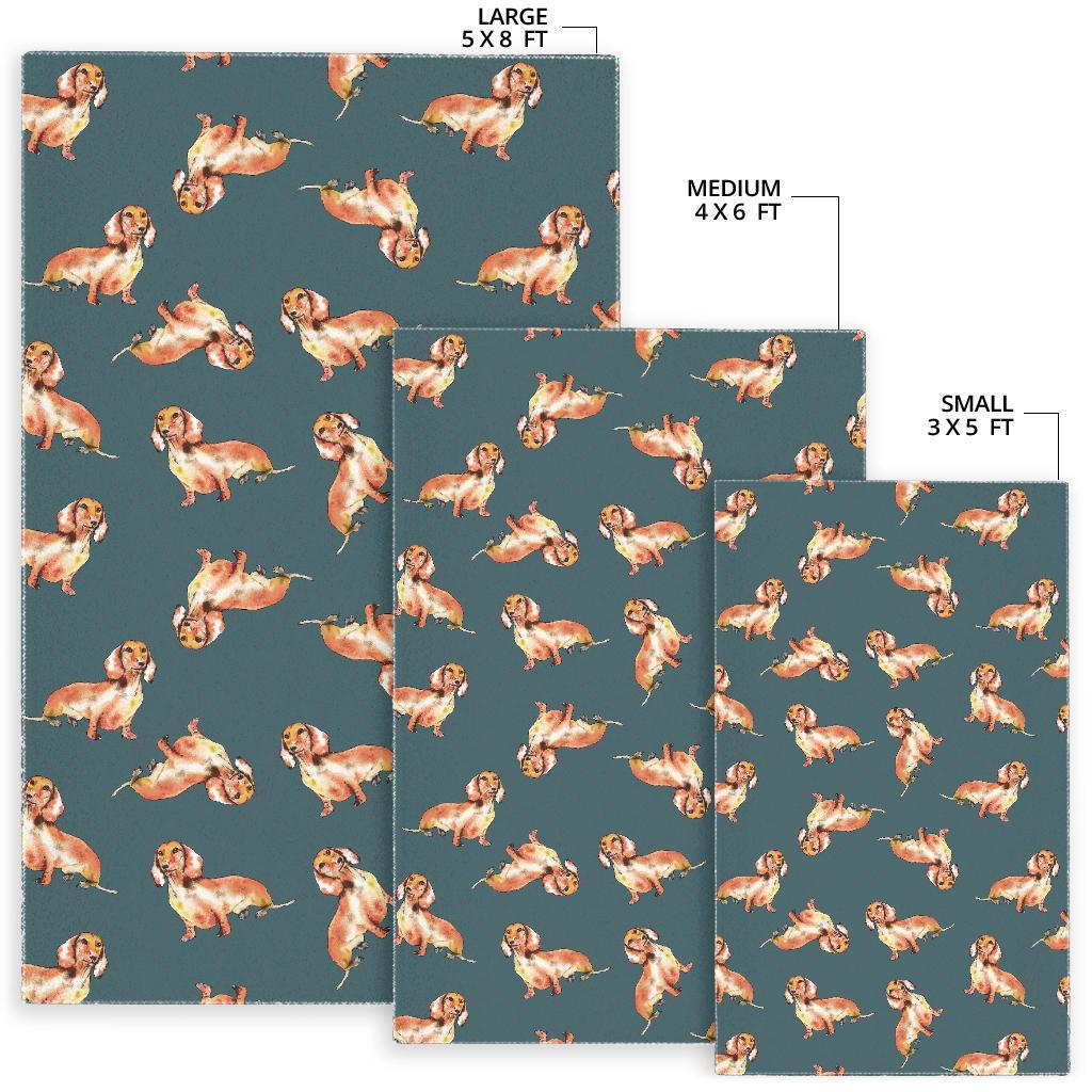 Wiener Dog Dachshund Portrait Pastel Pattern Print Floor Mat-grizzshop