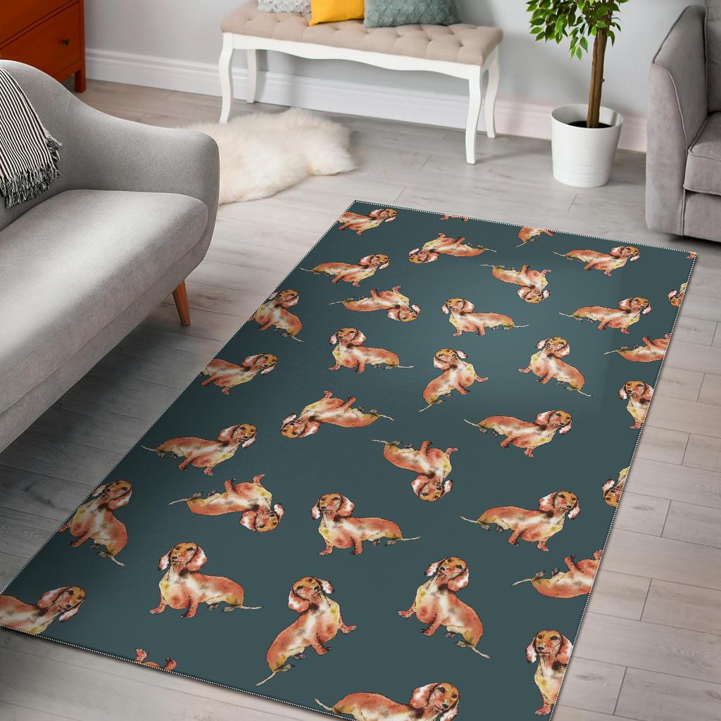 Wiener Dog Dachshund Portrait Pastel Pattern Print Floor Mat-grizzshop