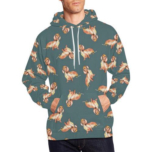 Wiener Dog Dachshund Portrait Pastel Pattern Print Men Pullover Hoodie-grizzshop