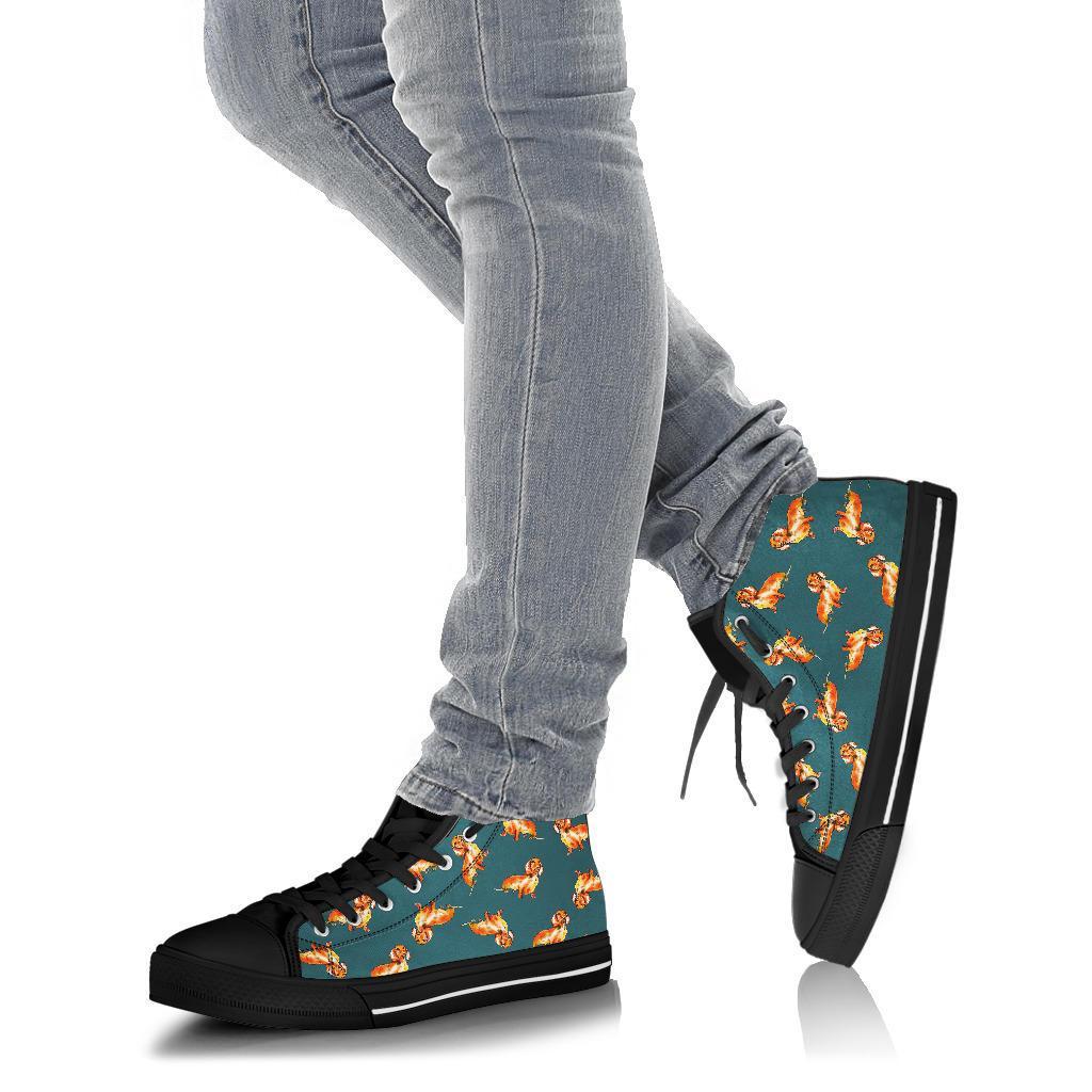 Wiener Dog Dachshund Portrait Pastel Pattern Print Men Women's High Top Shoes-grizzshop