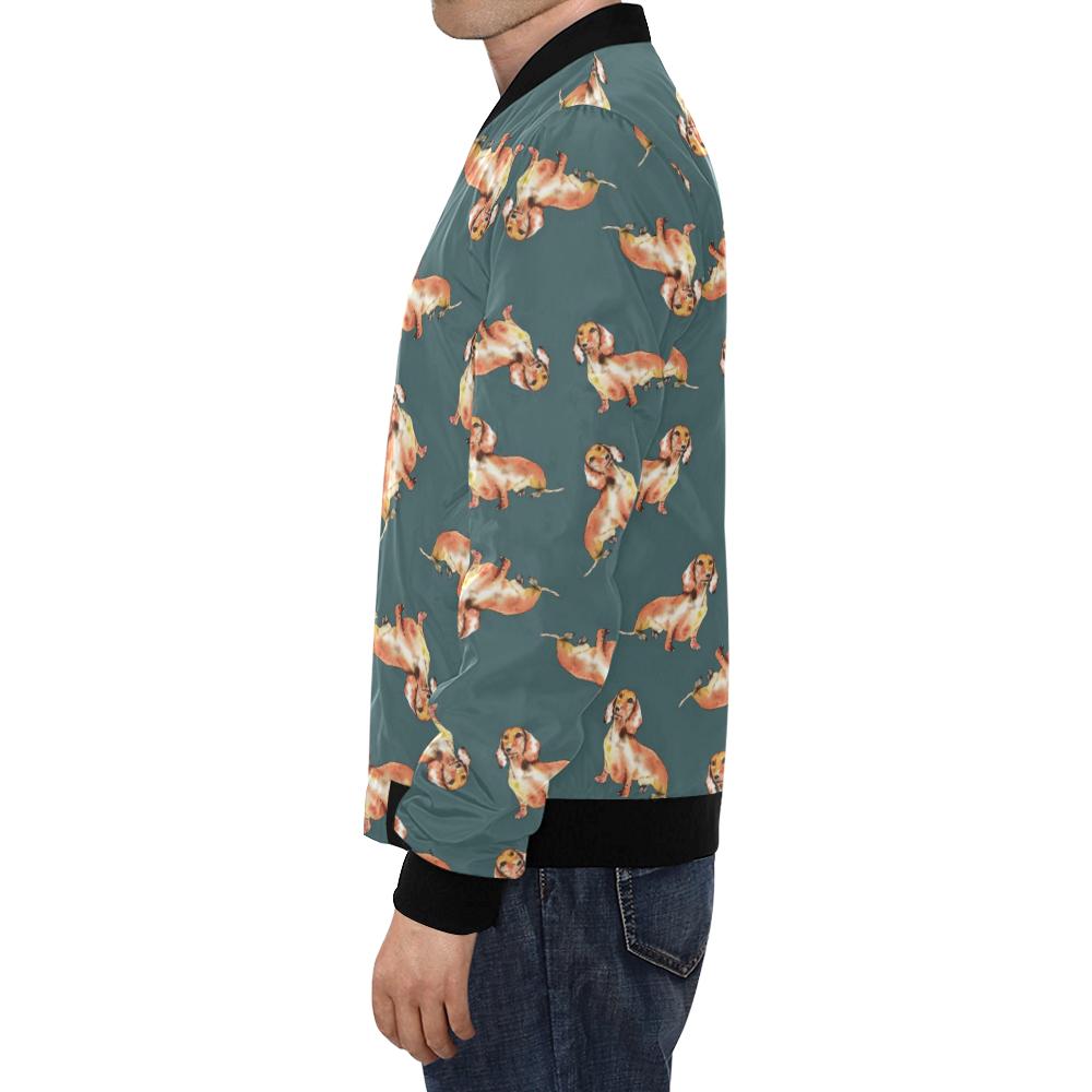 Wiener Dog Dachshund Portrait Pastel Pattern Print Men's Bomber Jacket-grizzshop