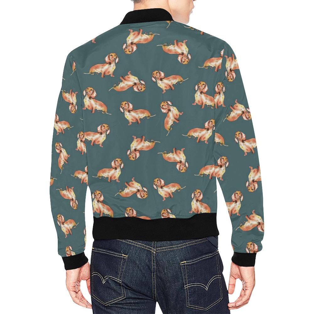 Wiener Dog Dachshund Portrait Pastel Pattern Print Men's Bomber Jacket-grizzshop