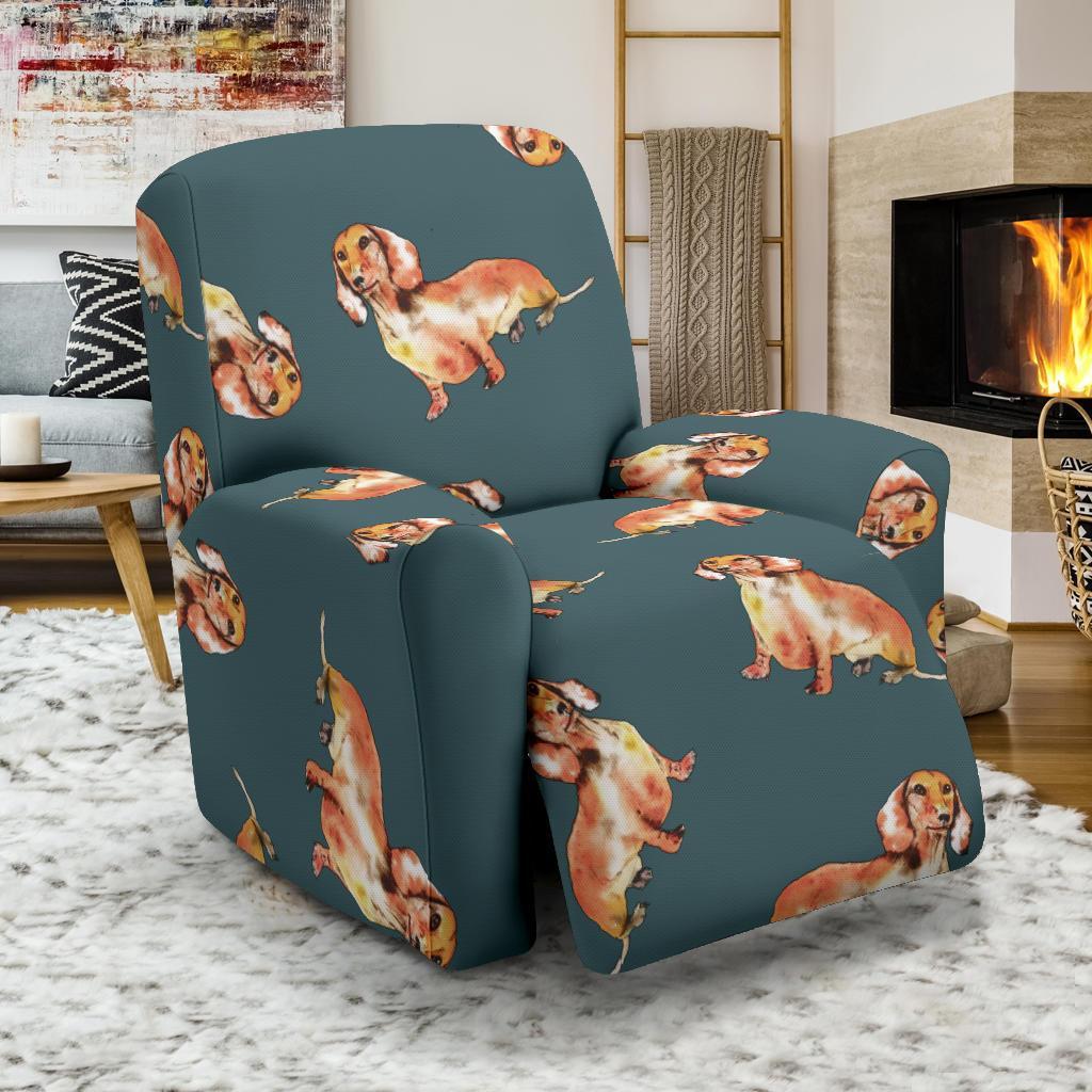 Wiener Dog Dachshund Portrait Pastel Pattern Print Recliner Cover-grizzshop