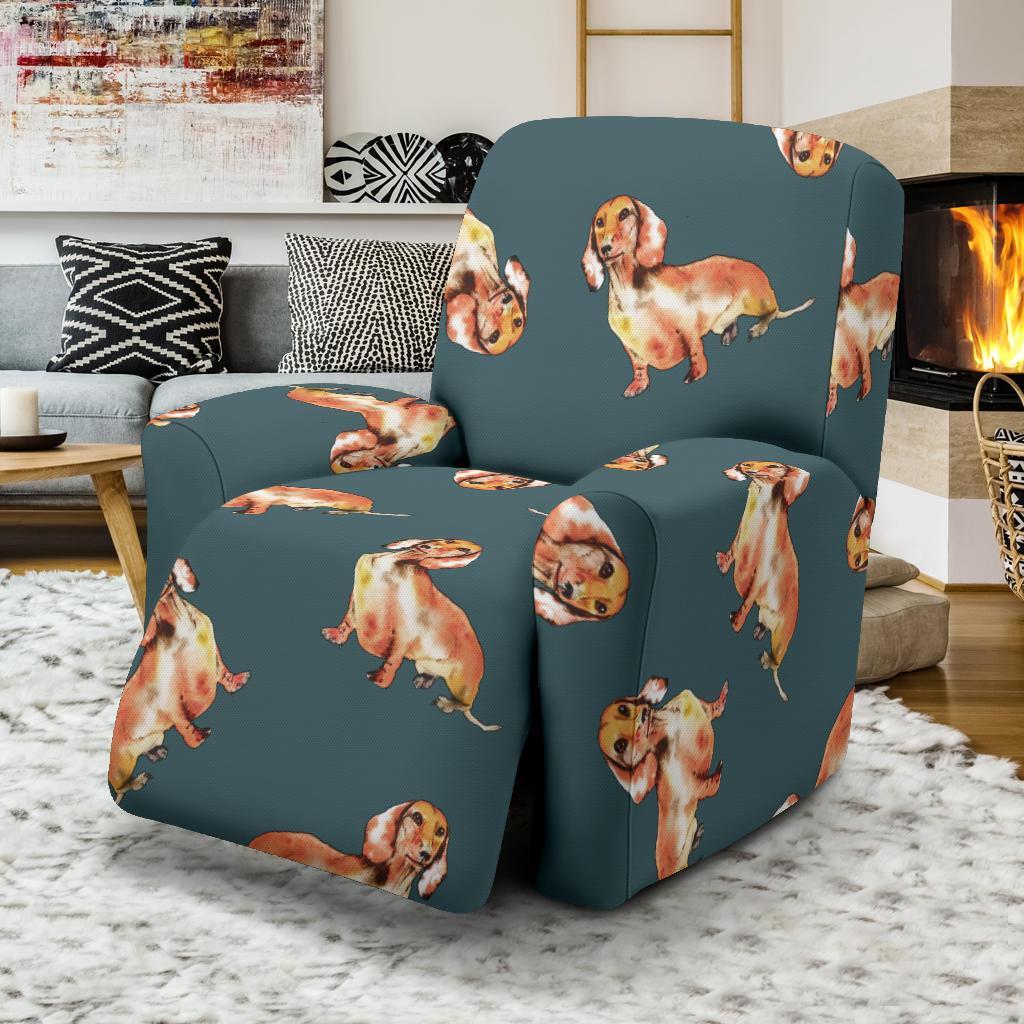 Wiener Dog Dachshund Portrait Pastel Pattern Print Recliner Cover-grizzshop